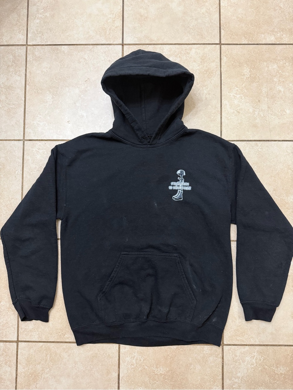 & Other Stories Black Pullover Hoodie with Small Chest Graphic